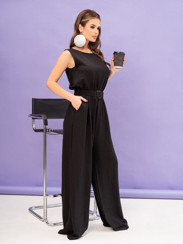 Black Jumpsuit with Wide Trousers sku 14064