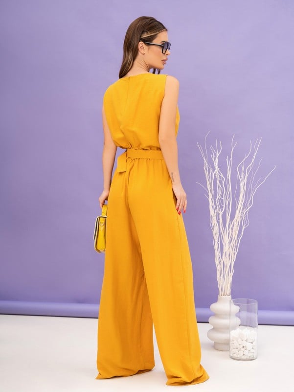 Mustard Jumpsuit with Wide Trousers