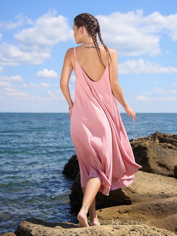 Pink Cotton A-line Dress #14801