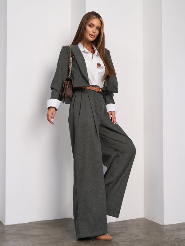 Khaki corduroy pantsuit- sku 15023A