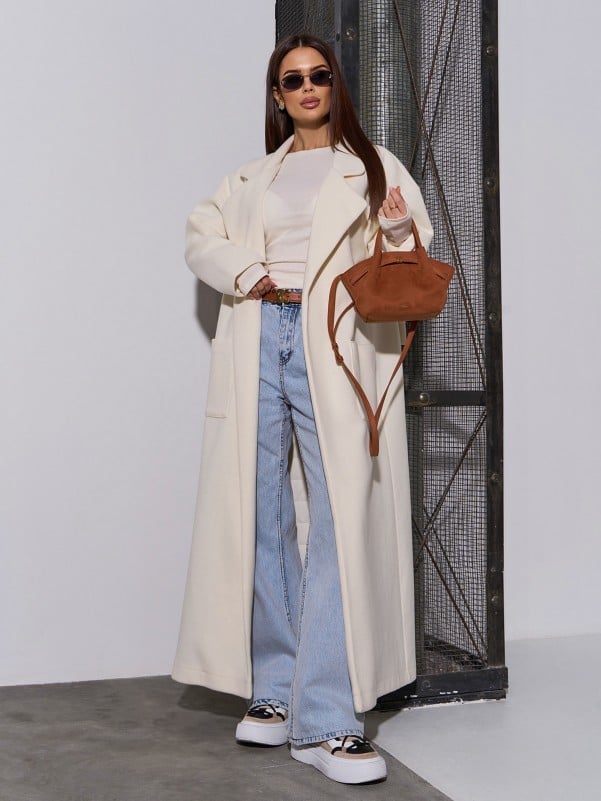 Milk Cashmere Cardigan Coat with Back Panel -sku 15046