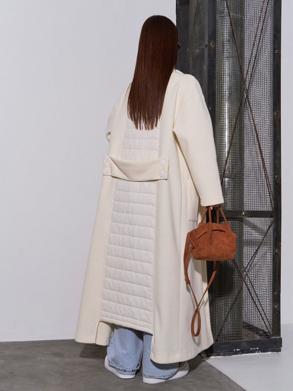 Milk Cashmere Cardigan Coat with Back Panel -sku 15046