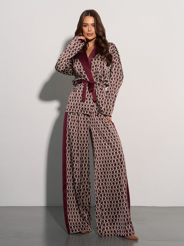 Silk Kimono Suit with Print SKU 15087