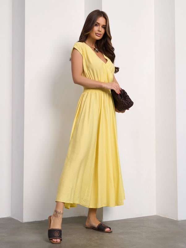 Linen Dress with a Scoop Neckline #15190
