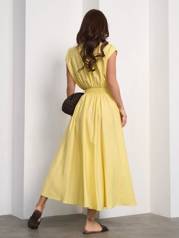 Linen Dress with a Scoop Neckline #15190