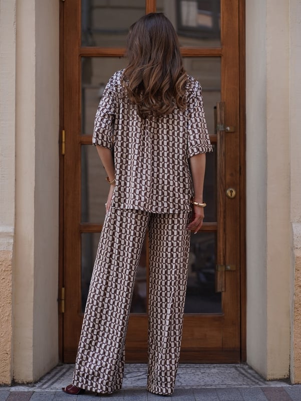 Silk Trouser Suit with Ornament sku 15266