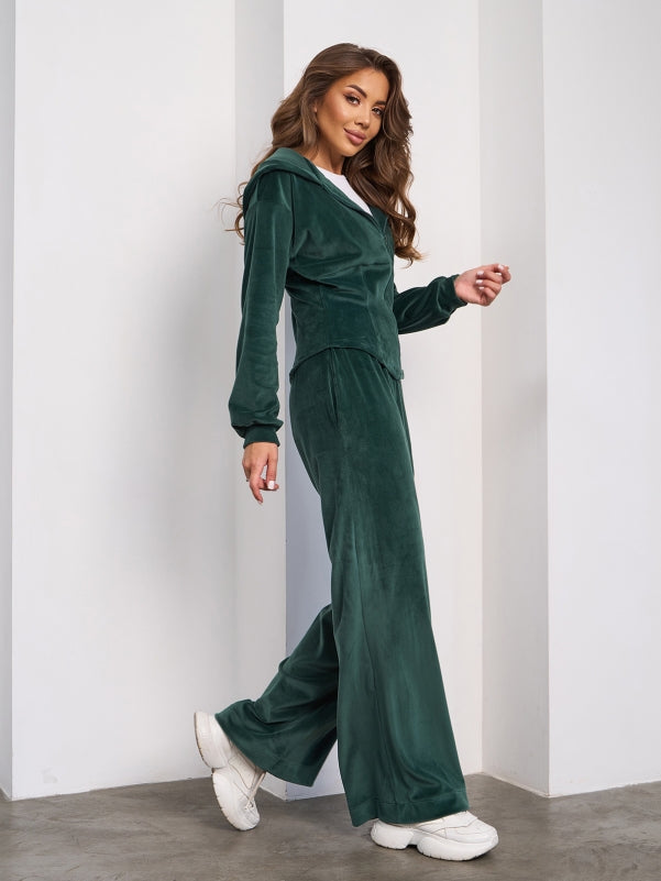Green Velor Suit with a Hood-sku 15280