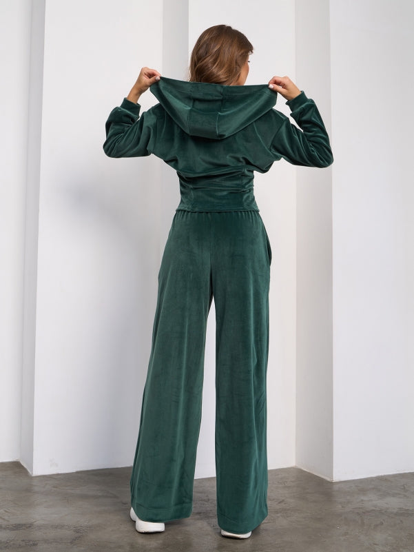 Green Velor Suit with a Hood-sku 15280
