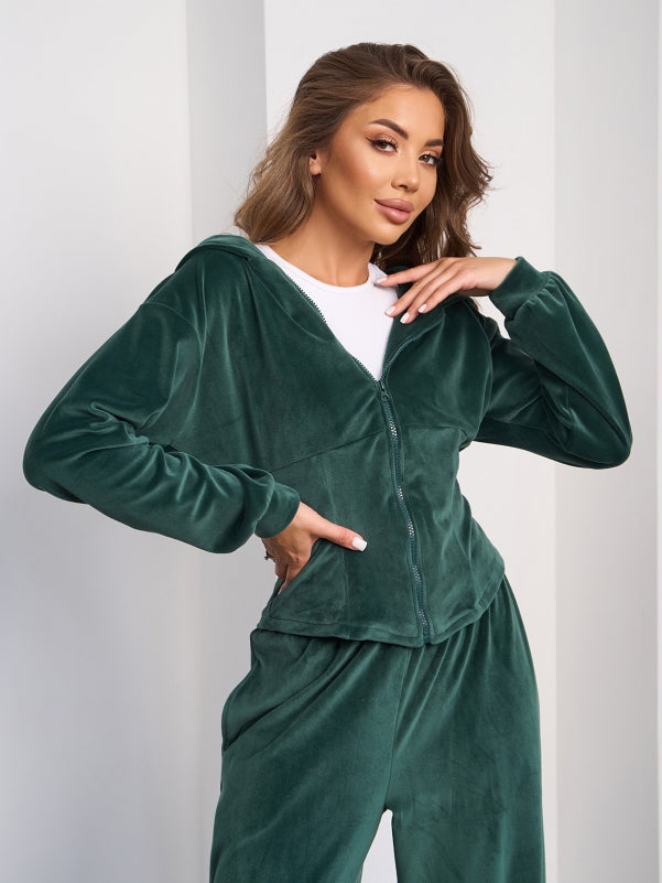 Green Velor Suit with a Hood-sku 15280