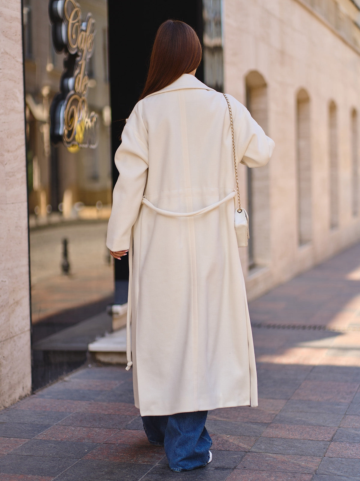Milk Cashmere Coat with Slits -sku 15296
