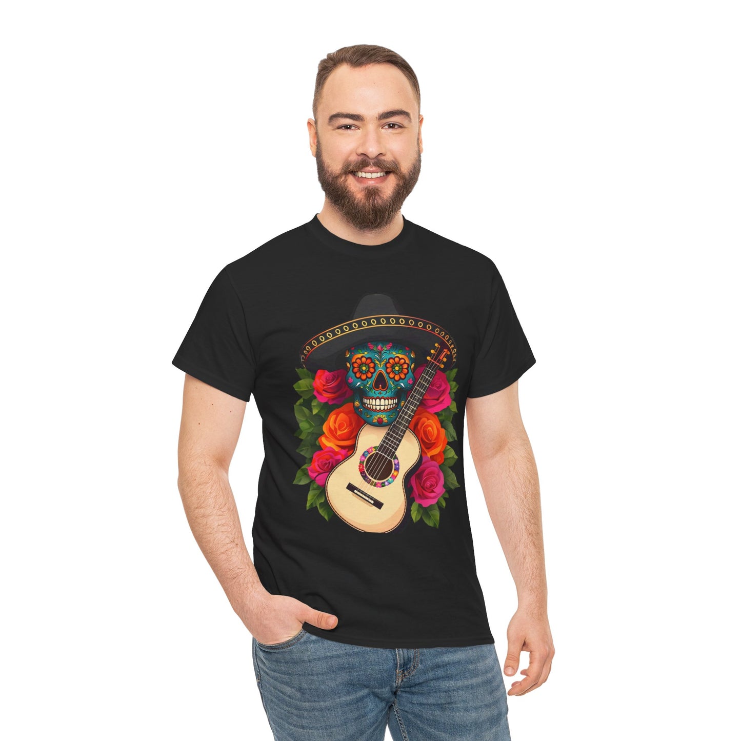 Day of the Dead Skull Tee, Sugar Skull Shirt, Unisex Cotton T-shirt