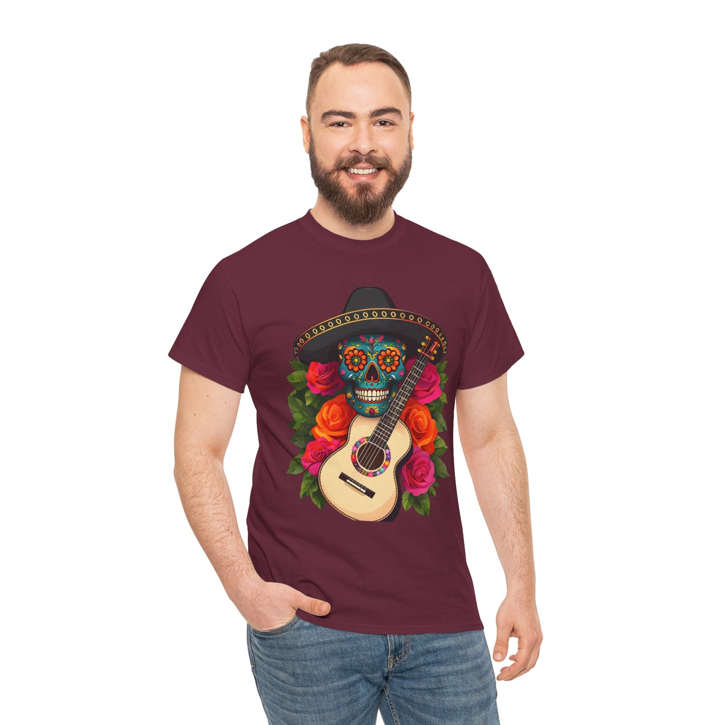 Day of the Dead Skull Tee, Sugar Skull Shirt, Unisex Cotton T-shirt
