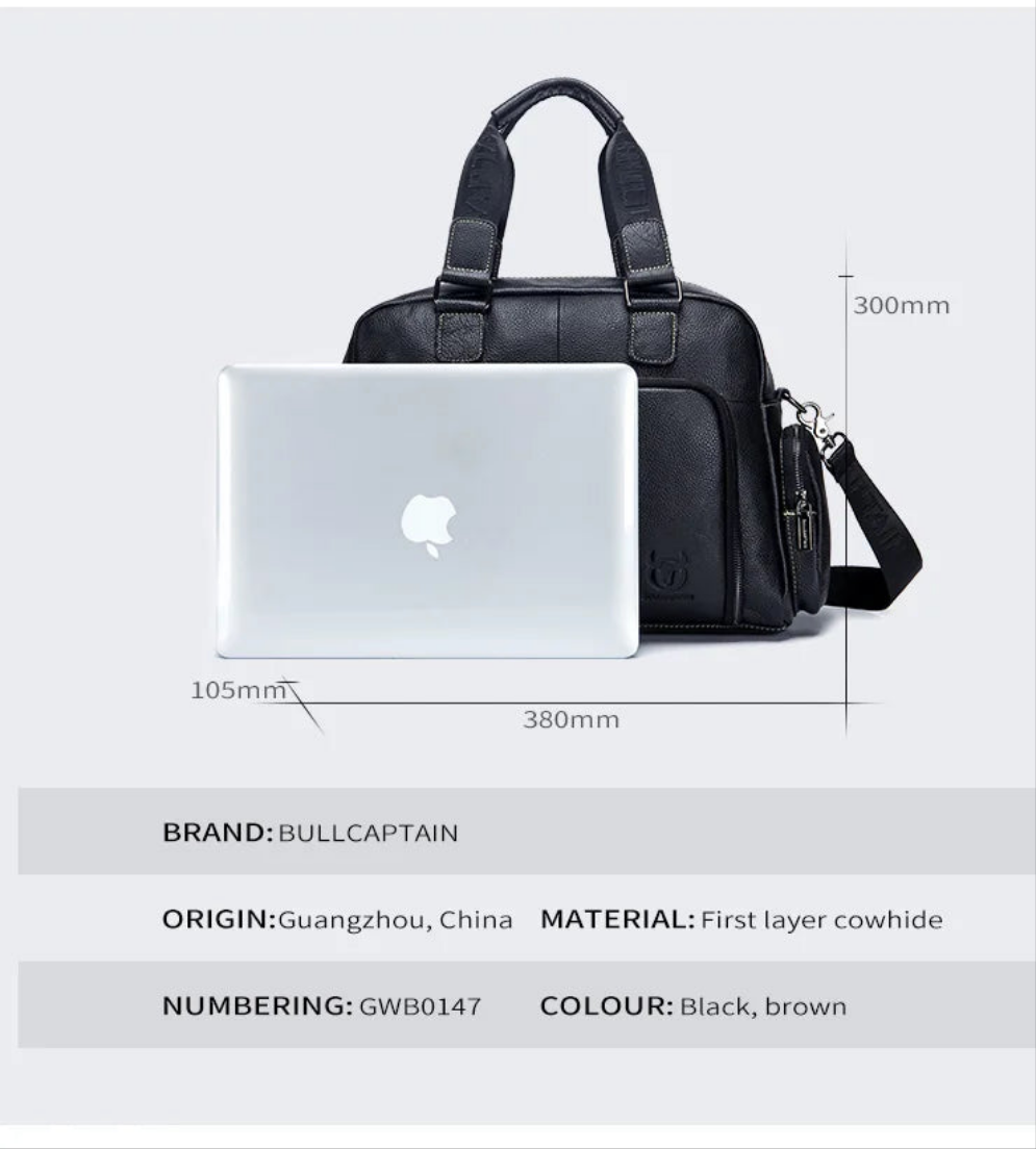 BULLCAPTAIN Men's Leather Briefcase