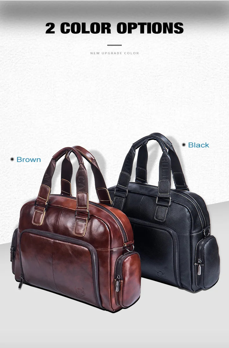 BULLCAPTAIN Men's Leather Briefcase