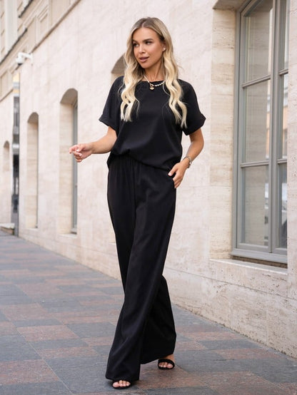 Black Linen Pantsuit -sku 12766