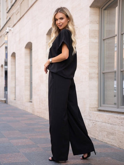 Black Linen Pantsuit -sku 12766