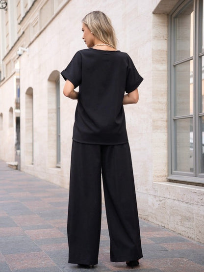 Black Linen Pantsuit -sku 12766