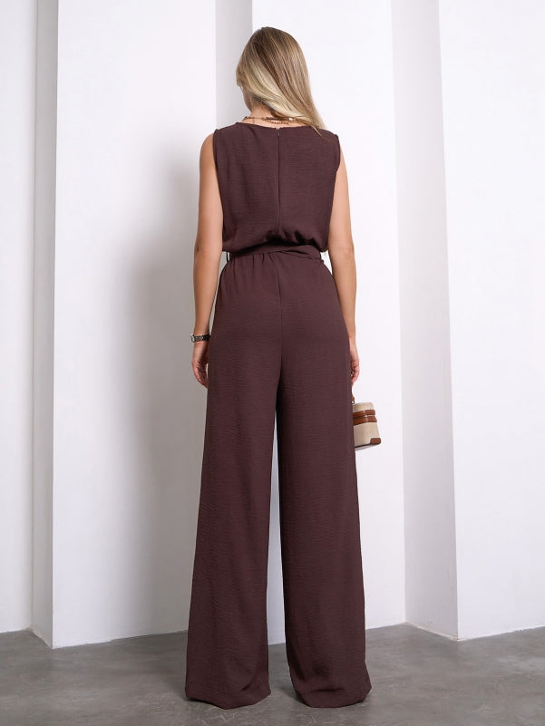 Dark Brown Jumpsuit with Wide Trousers
