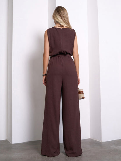 Dark Brown Jumpsuit with Wide Trousers