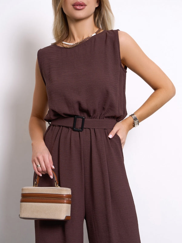 Dark Brown Jumpsuit with Wide Trousers