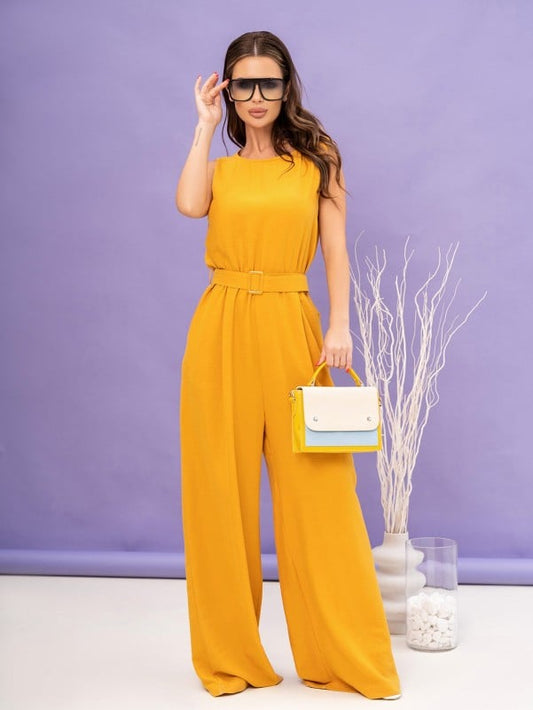 Mustard  Jumpsuit with Wide Trousers