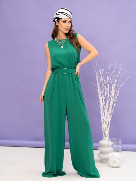 Green  Jumpsuit with Wide Trousers sku 14064