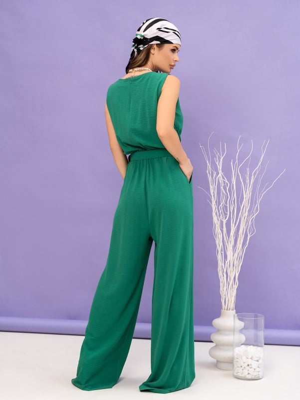 Green  Jumpsuit with Wide Trousers sku 14064