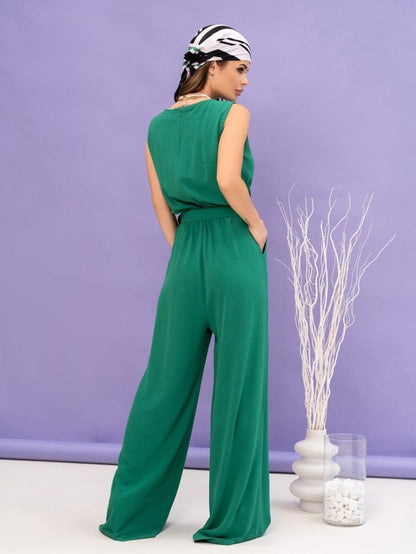 Green  Jumpsuit with Wide Trousers sku 14064
