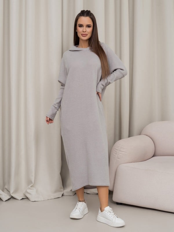 Gray Batwing Dress With Hood -sku 14366