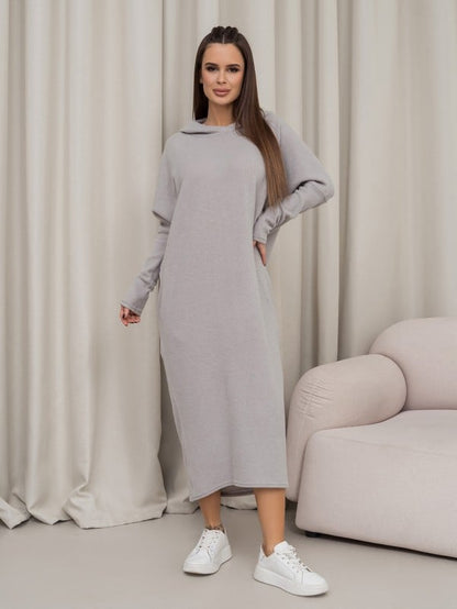 Gray Batwing Dress With Hood -sku 14366