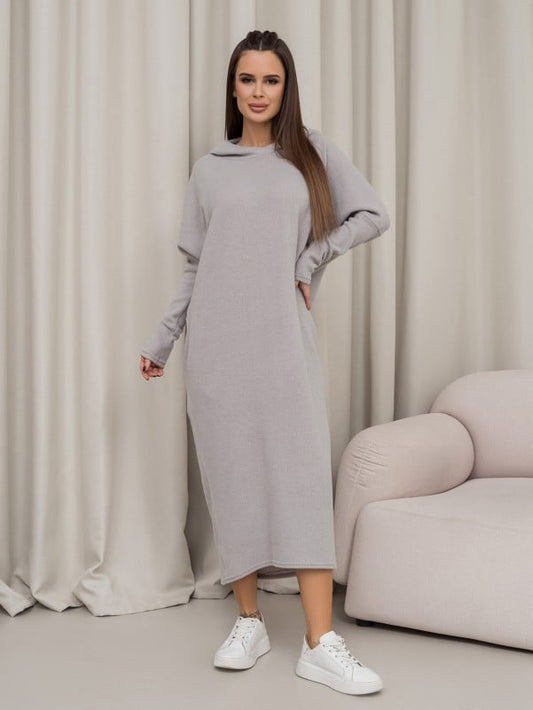 Gray Batwing Dress With Hood -sku 14366