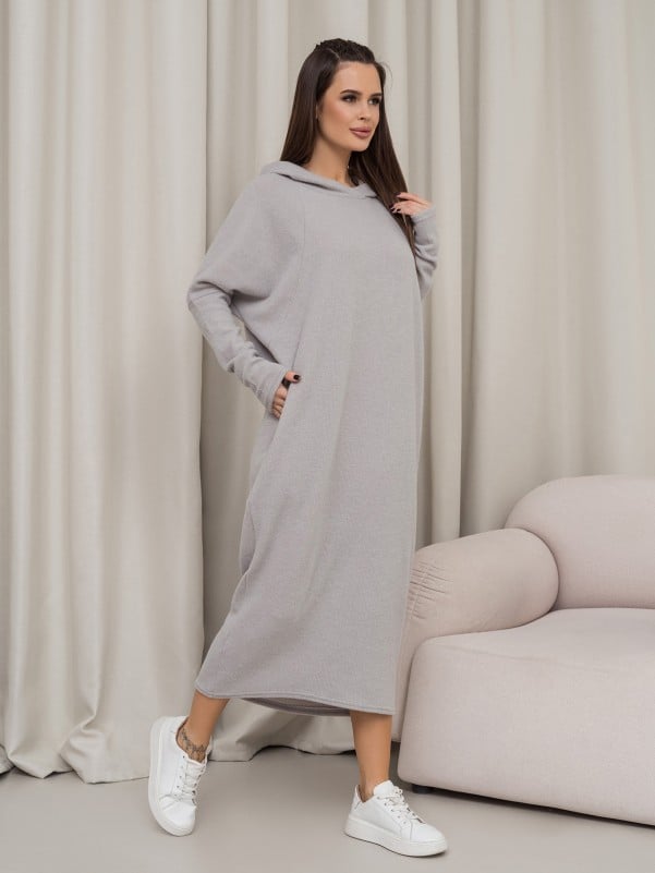 Gray Batwing Dress With Hood -sku 14366