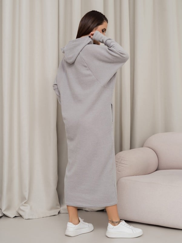 Gray Batwing Dress With Hood -sku 14366