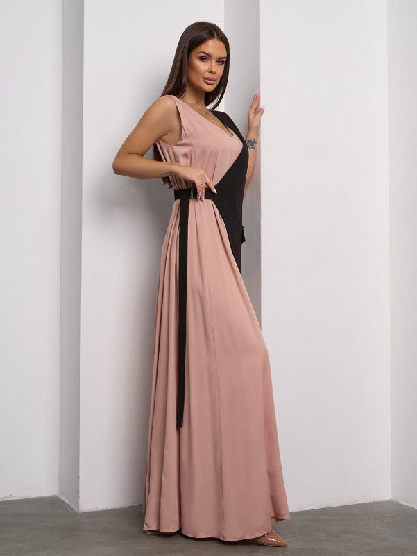 Long beige sarafan with insert -sku 14625