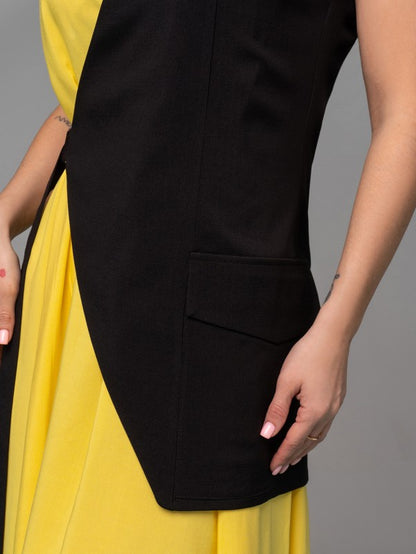 Long Yellow Sarafan with Insert -sku 14625
