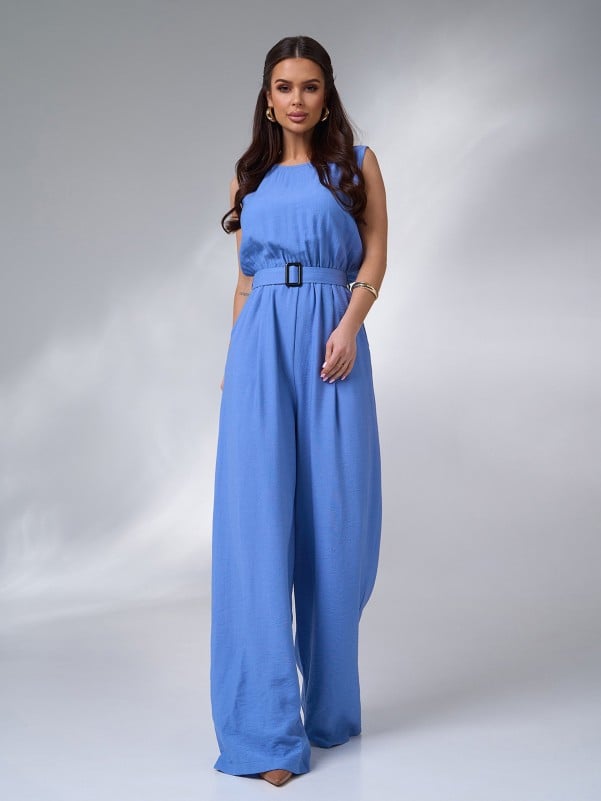 Textured Linen Jumpsuit -sku 14626A