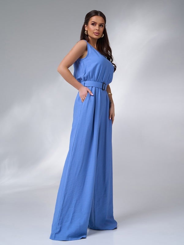 Textured Linen Jumpsuit -sku 14626A