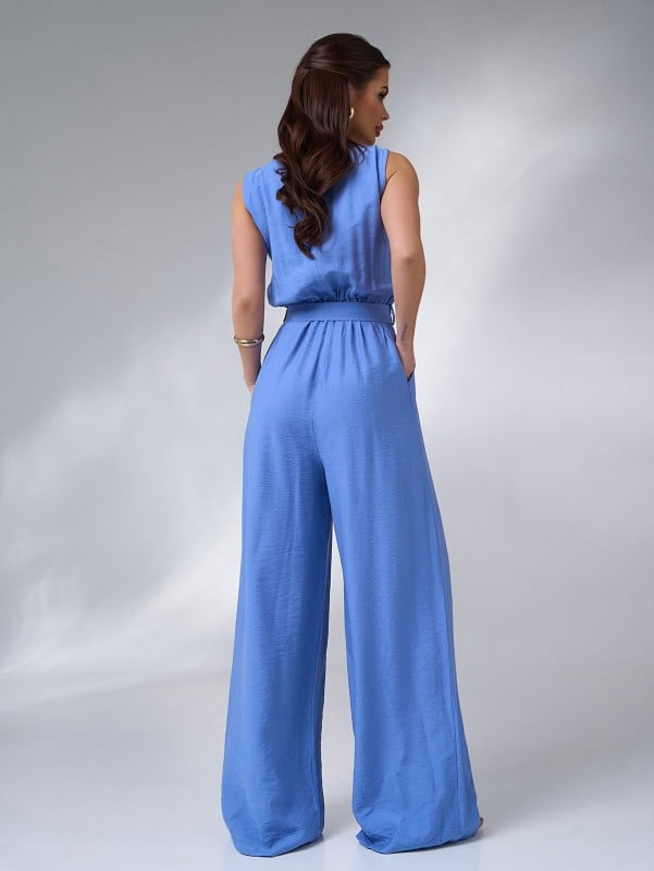 Textured Linen Jumpsuit -sku 14626A