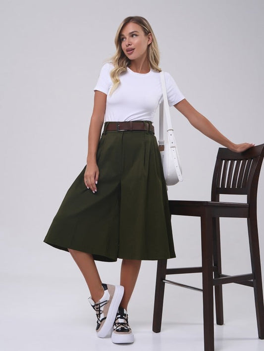 Khaki Cotton Culottes 14807