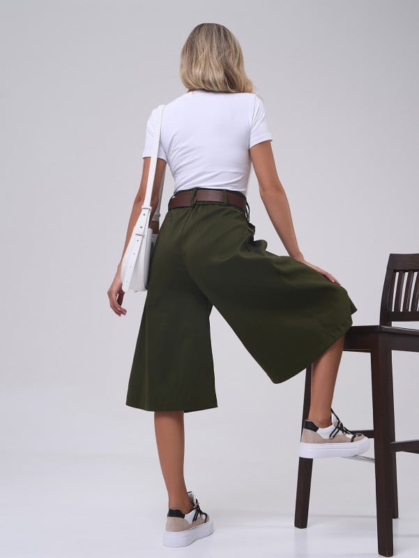 Khaki Cotton Culottes 14807