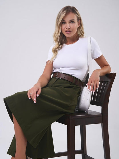 Khaki Cotton Culottes 14807