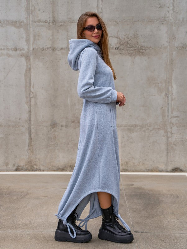 Light Gray Insulated Dress with Asymmetrical Hem  -sku 14853