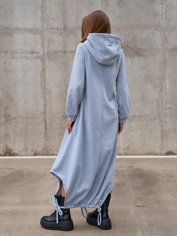Light Gray Insulated Dress with Asymmetrical Hem  -sku 14853