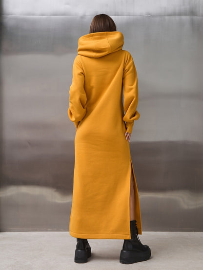 Mustard Warm Maxi Dress with Slits-sku 14899