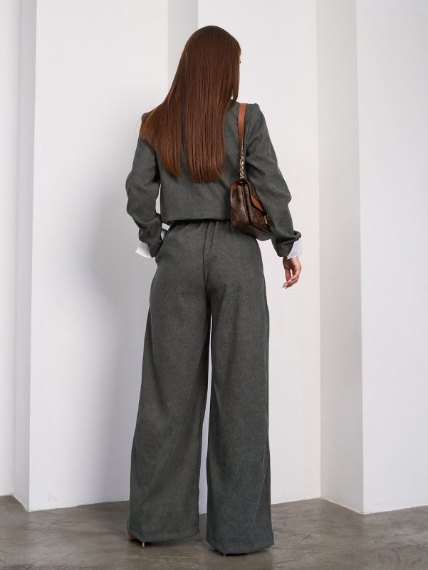 Khaki corduroy pantsuit- sku  15023A