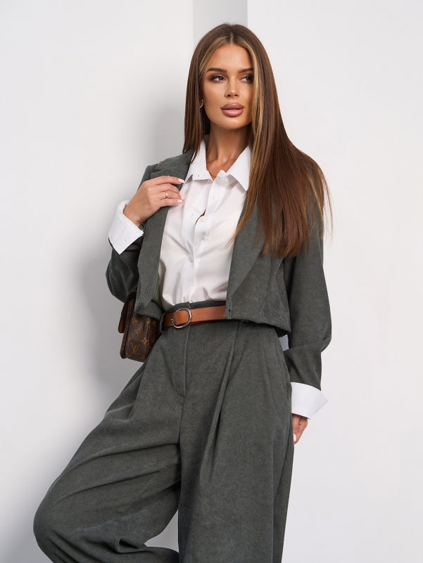 Khaki corduroy pantsuit- sku  15023A
