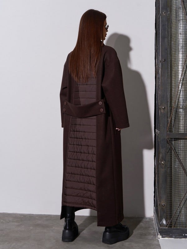 Brown Cashmere Cardigan Coat with Back Panel -sku 15046