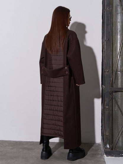 Brown Cashmere Cardigan Coat with Back Panel -sku 15046