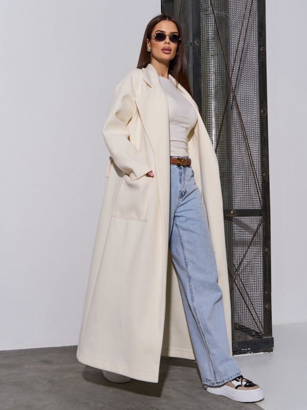 Milk Cashmere Cardigan Coat with Back Panel -sku 15046