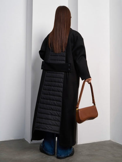 Black Cashmere Cardigan Coat with Back Panel -sku 15046